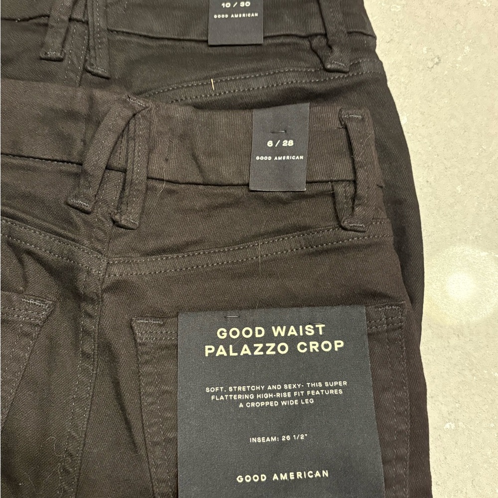 NWT Good American Good Waist Black Palazzo Crop Jeans - Picture 14 of 15